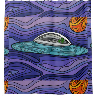 Spaceship UFO Alien UAP paranormal Shower Curtain