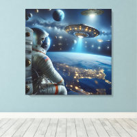 Spaceships and an Astronaut in Outer Space