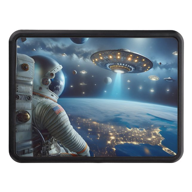 Spaceships and an Astronaut in Outer Space Hitch Cover (Front)