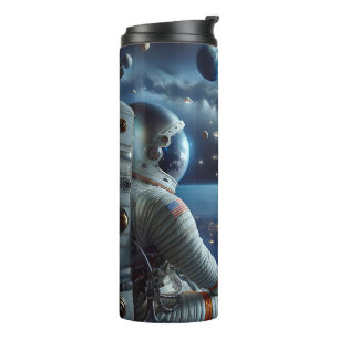 Spaceships and an Astronaut in Outer Space Thermal Tumbler