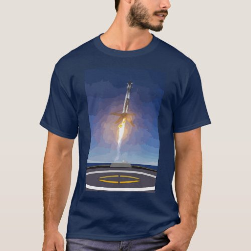 SpaceX Rocket Faring Landing on Drone Ship T_Shirt