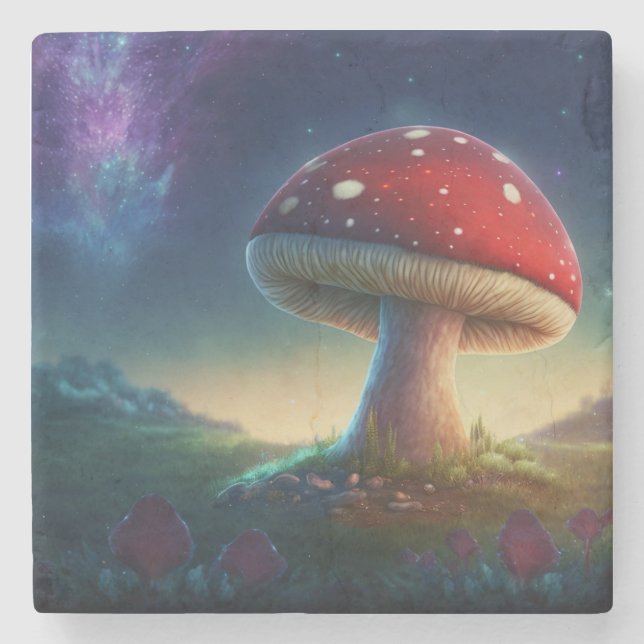 Spacey Amanita Muscaria Stone Coaster (Front)