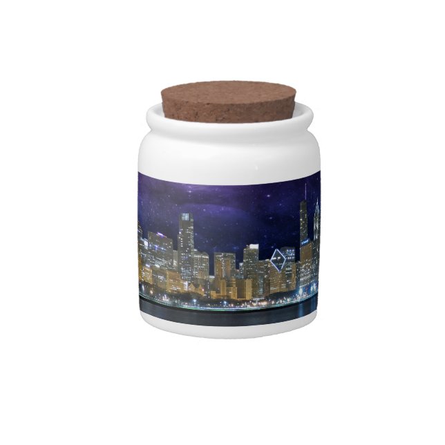Spacey Chicago Skyline Candy Jar (Front)