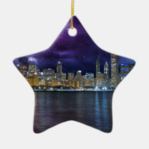 Spacey Chicago Skyline Ceramic Ornament