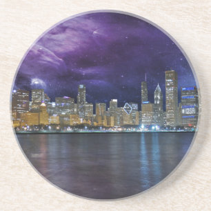 Spacey Chicago Skyline Drink Coaster