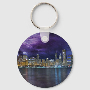 Spacey Chicago Skyline Keychain