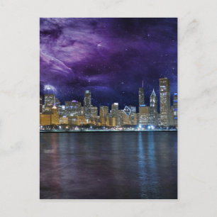 Spacey Chicago Skyline Postcard