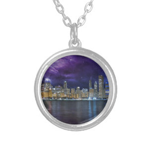 Spacey Chicago Skyline Silver Plated Necklace