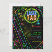 Spacey Cosmic Lights Laser Tag Birthday Party Invitation (Front)
