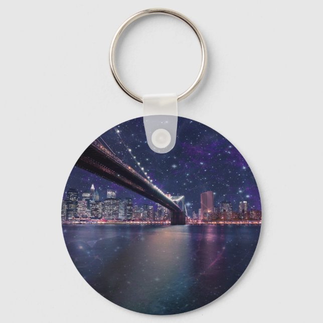 Spacey Manhattan Skyline Keychain (Front)