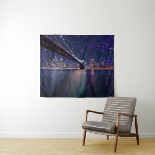 Spacey Manhattan Skyline Tapestry