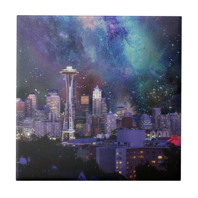 Spacey Seattle Ceramic Tile (Front)