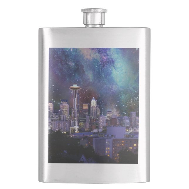 Spacey Seattle Hip Flask (Front)