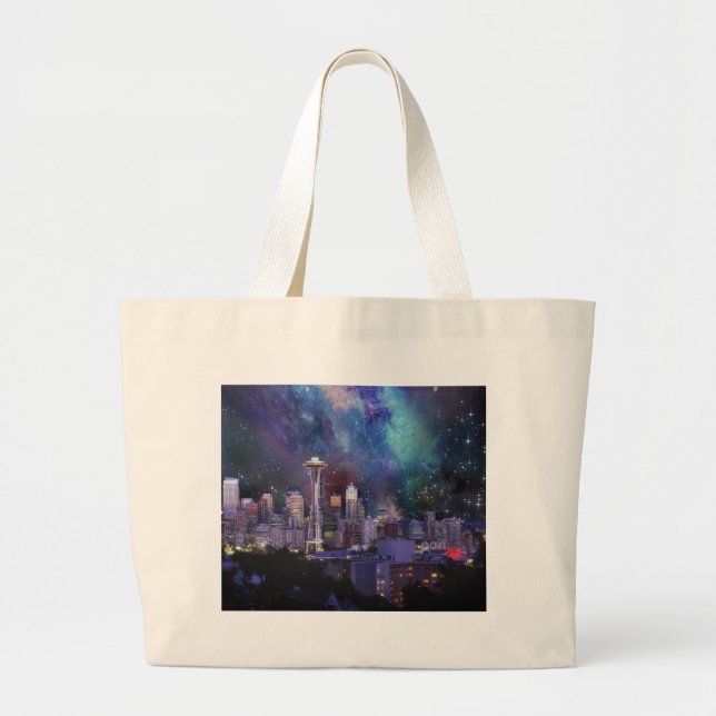 Spacey Seattle Large Tote Bag (Front)