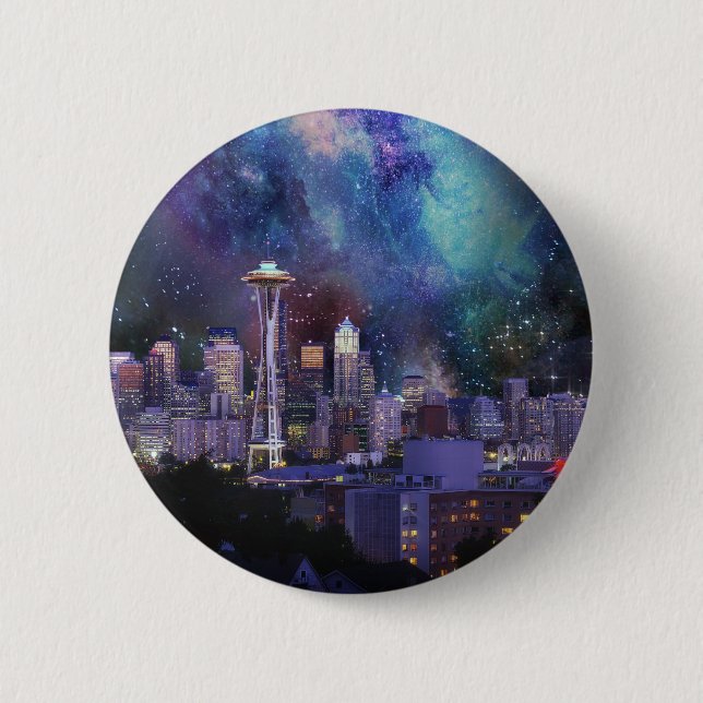Spacey Seattle Pinback Button (Front)