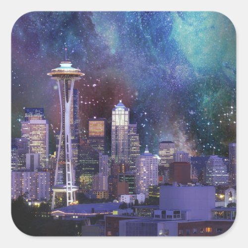 Spacey Seattle Square Sticker