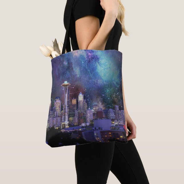 Spacey Seattle Tote Bag (Close Up)