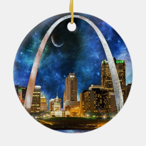 Spacey St Louis Skyline Ceramic Ornament