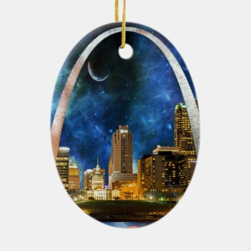 Spacey St Louis Skyline Ceramic Ornament