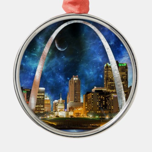 Spacey St Louis Skyline Metal Ornament