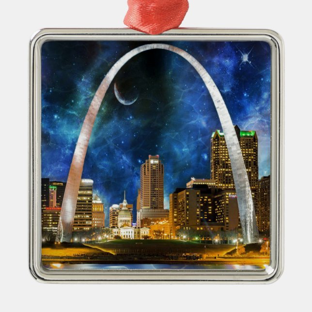 Spacey St. Louis Skyline Metal Ornament (Front)
