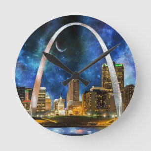 Spacey St. Louis Skyline Round Clock