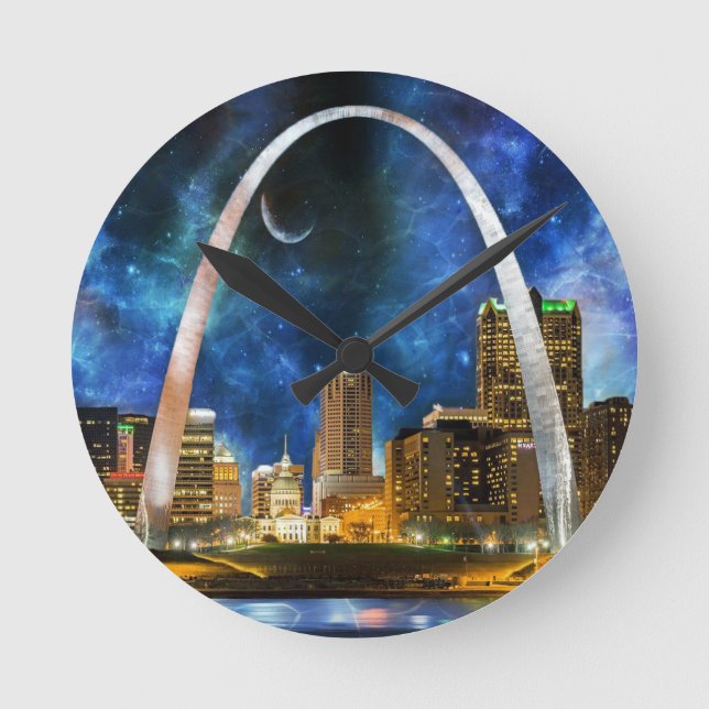 Spacey St. Louis Skyline Round Clock (Front)