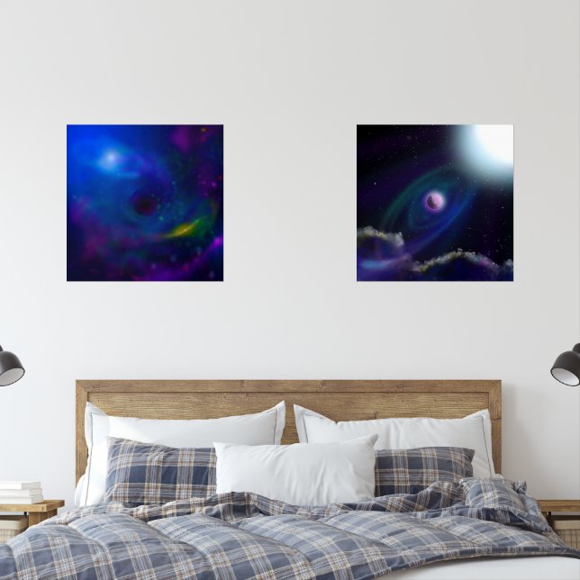 Spacial Fantasies Planets on Fire Wall Art Sets (Bedroom)