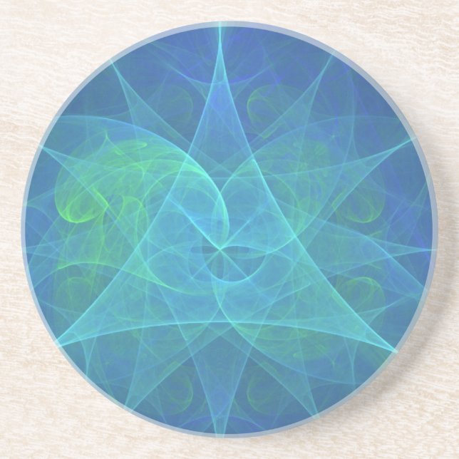 Spacial Harmony in Blue and Green Sandstone Coaster (Front)