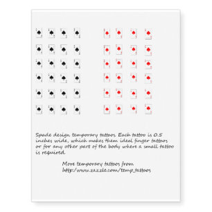 Spade design temporary finger tattoos