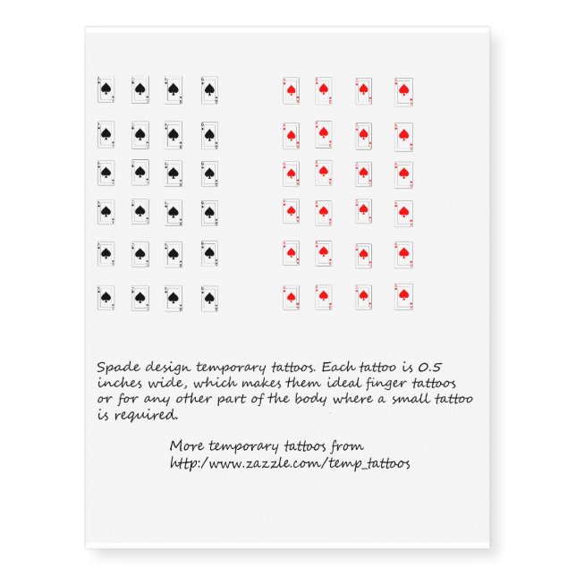 Spade design temporary finger tattoos (Front)