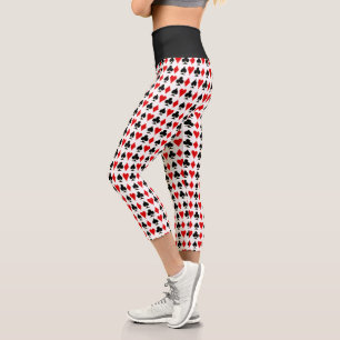 Spade, Diamond, Club, Heart Card Suits Lucky Capri Leggings