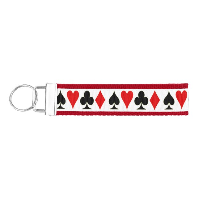 Spade, Diamond, Club, Heart Card Suits Lucky Wrist Keychain (Keys on Left)