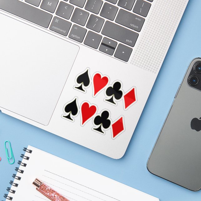 Spade, Diamond, Club, Heart Playing Card Suits x2 Sticker (Laptop w/ iPhone)