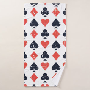 Spade, diamond, heart,club pattern bath towel