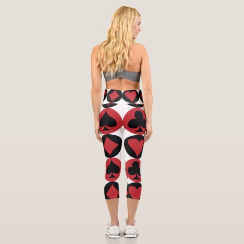 Spade diamond heart  club playing card pattern capri leggings