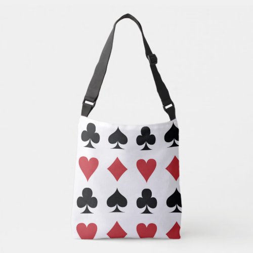 Spade diamond heart  club playing card pattern crossbody bag