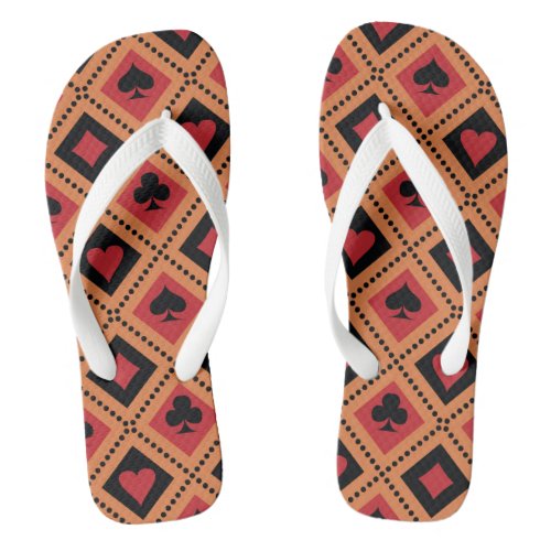 Spade diamond heart  club playing card pattern flip flops