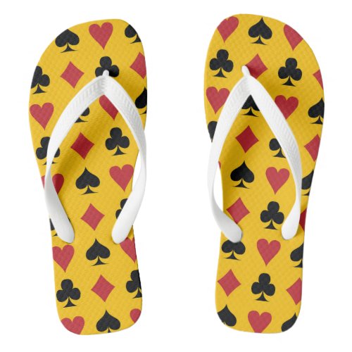 Spade diamond heart  club playing card pattern flip flops