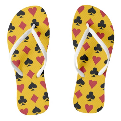 Spade diamond heart  club playing card pattern flip flops