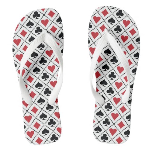 Spade diamond heart  club playing card pattern flip flops