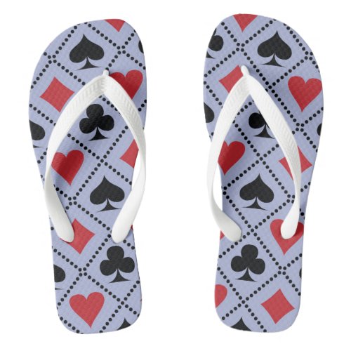 Spade diamond heart  club playing card pattern flip flops