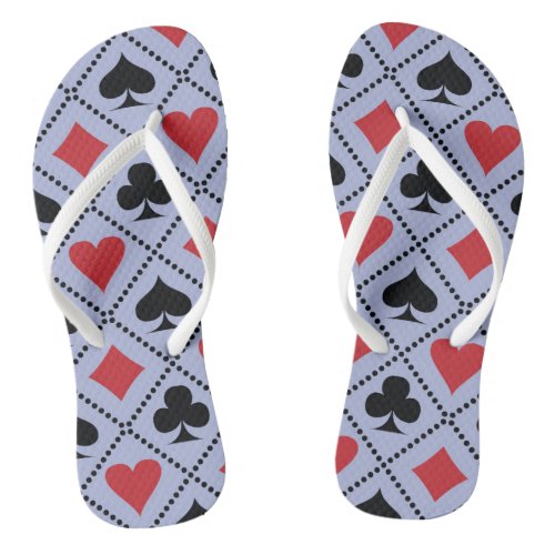 Spade diamond heart  club playing card pattern flip flops