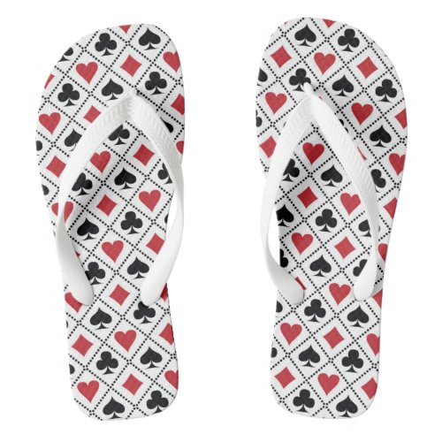 Spade diamond heart   club playing card pattern flip flops