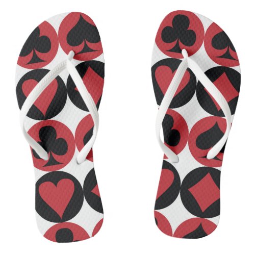 Spade diamond heart  club playing card pattern flip flops