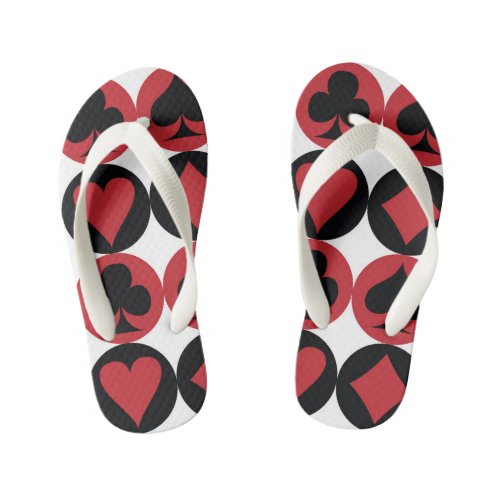 Spade diamond heart  club playing card pattern kids flip flops