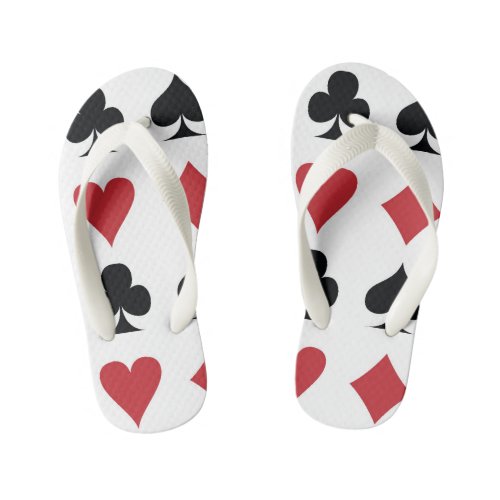 Spade diamond heart  club playing card pattern kids flip flops