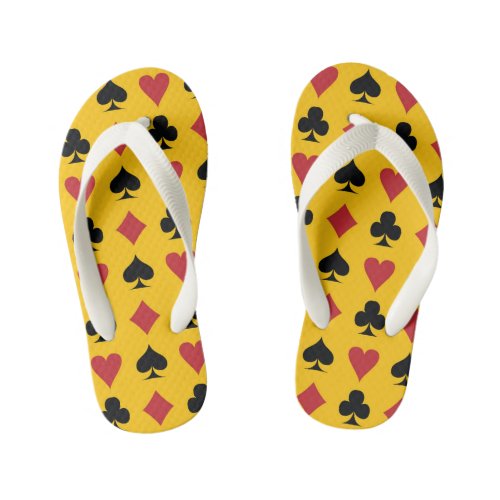 Spade diamond heart  club playing card pattern kids flip flops