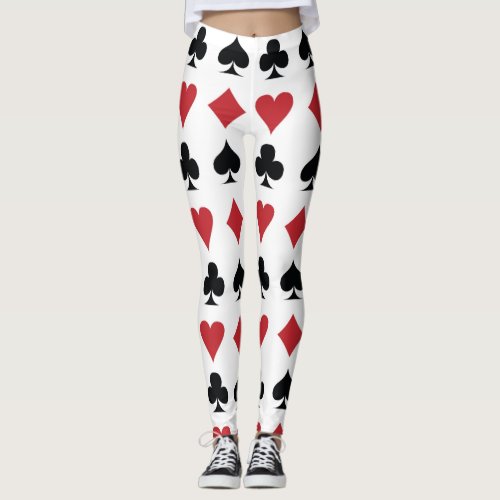 Spade diamond heart  club playing card pattern leggings