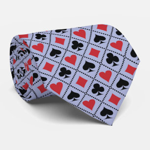 Spade, diamond, heart & club, playing card pattern neck tie